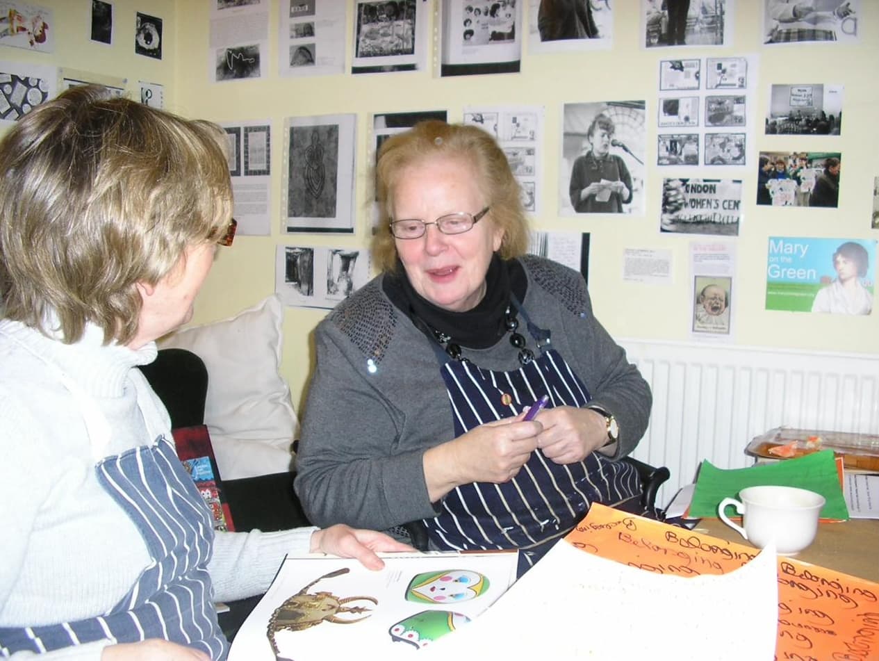 Ann and Renee at work during Rian project